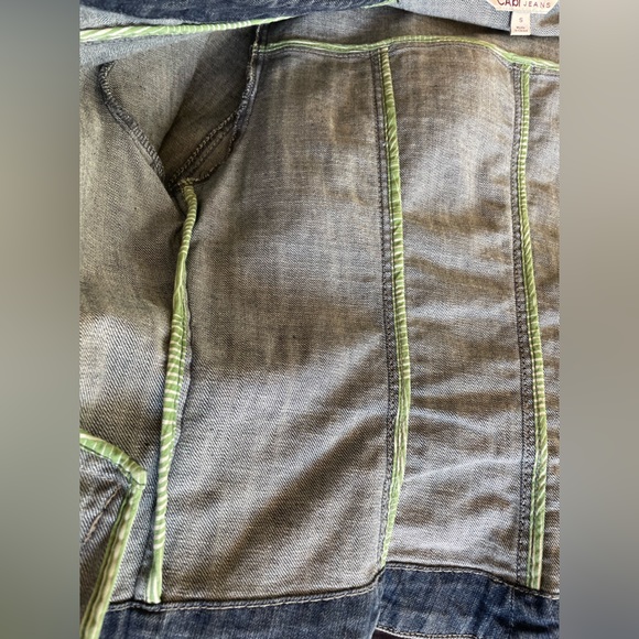 CAbi CAbi RUFFLE COLLAR DETAIL 2 BUTTON FRONT DENIM BLAZER STYLE JACKET SZ S - Picture 14 of 16